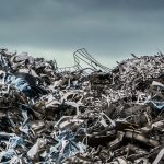 Pile of aluminium metal on a scrap yard square image