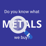 the metals that we buy. Magnifying glass on a light blue background