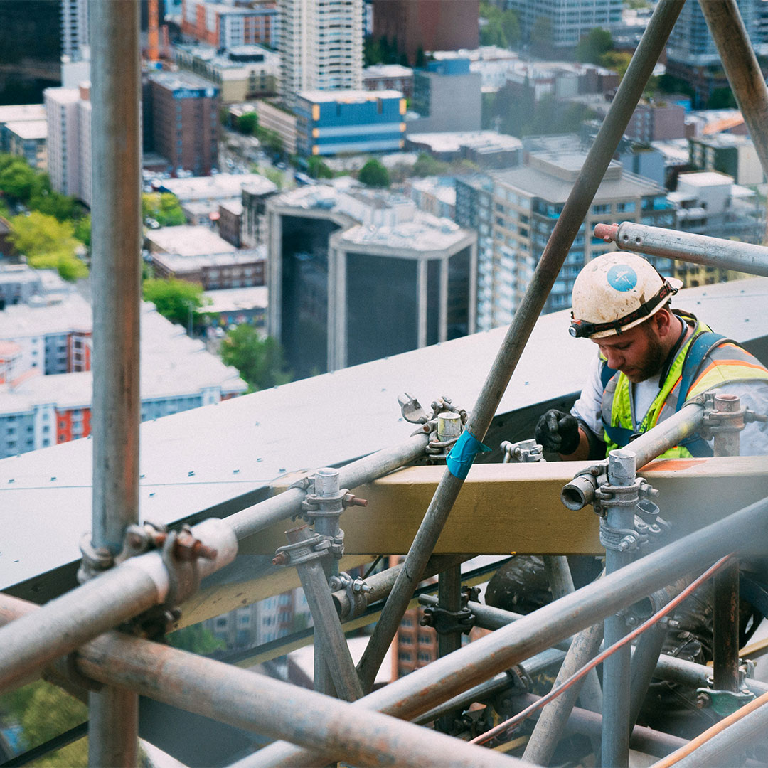 builder on scaffolding
