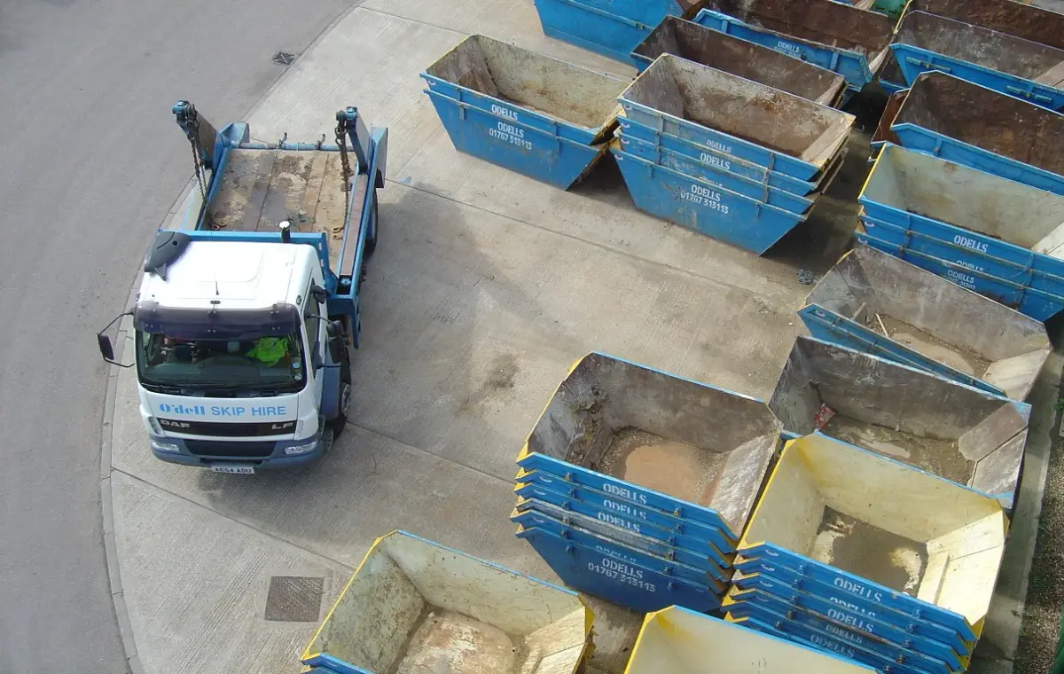 lorry and skips